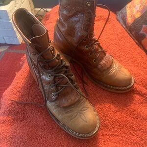Justin 1879’s Vintage Lace-up Tan/Brown Western Women’s Boots - Size: 6-1/2 B